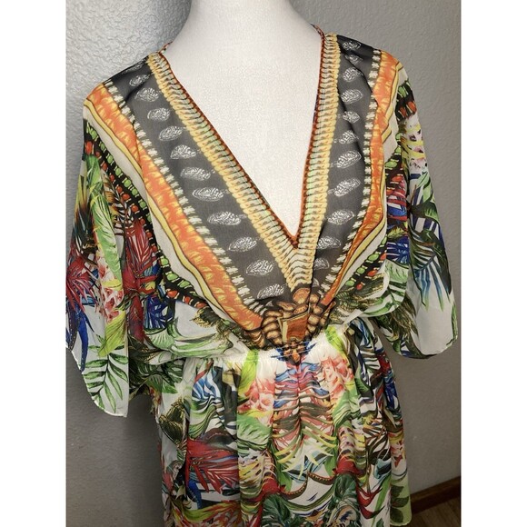 Tropical Cover-Up One Size Animal Print Multicolor Swim Sexy Beach Cruise New - Picture 2 of 7